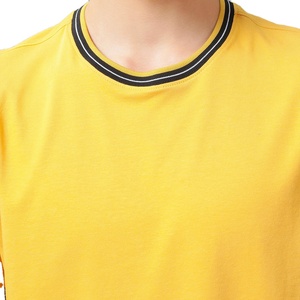 T-shirts pour hommes à col ras du cou avec bordure contrastante, en coton lourd 240 GSM, manches courtes, haut décontracté, fabricant OEM ODM en gros - Product Image 3