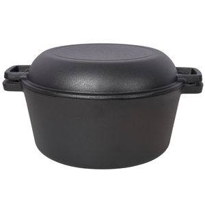 Pentola in Ghisa Pretrattata 2-in-1 con Doppio Manico per Campeggio, Cucina all'Aperto, Barbecue e Cottura in Forno - Product Image 3