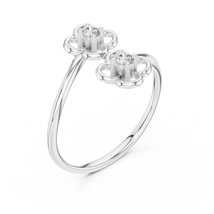 Anillo de Diamantes Cultivados en Laboratorio, Diseño Floral Minimalista, Oro Blanco Sólido de 18 Quilates con Baño de Rodio, para Mujer, Compromiso, Boda, Fiesta, Uso Diario - Product Image 4