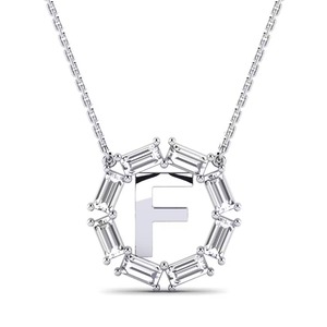 Collier Pendentif Lettre F en Argent 925, Alliage Moissanite et Zircon, Charme Classique Unisexe, Bijou Tendance, Idéal Cadeau - Product Image 1