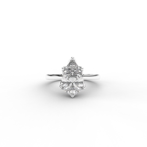 Anillo de Compromiso Solitario de Plata de Ley 925 con Corte de Pera y Diamante Cultivado en Laboratorio - Product Image 1
