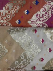 Silk Blend Jacquard Fabric Paisley <b>Embroidery</b> Anti-Bacteria Anti-Odor Soft Medium Weight Textile for Saree Dress Craft <b>Material</b> - Product Image 4