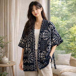 Robe Courte Kimono de Luxe en Coton Filé Premium pour Femme, Col en V, Manches Longues, Broderie Artisanale, Vêtement de Nuit de Luxe, Vente en Gros - Product Image 2