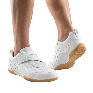 Premium Quality Wholesale Karate <b>Shoes</b> Asymmetrical <b>Hook</b> Loop Strap Closure Natural Brown Gum Sole White Martial Arts <b>Shoes</b> - Product Image 2