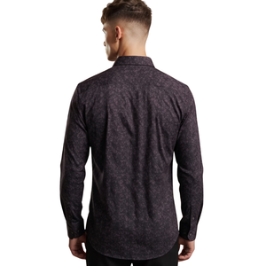 Dark Purple Mens Geometric Printed <b>Long</b> Sleeve Shirt Button Down Casual Slim Fit Fashion <b>Dress</b> Shirt Custom Clothing Supplier - Product Image 2