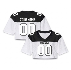 Custom Men's Football Jersey <b>Crop</b> <b>Top</b> <b>Red</b> Black V-Neck Short Sleeve Team Name Number Personalized Mesh Shirt 100% Polyester - Product Image 5