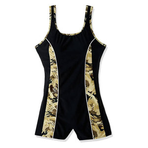 Maillot de bain une pièce pour femmes, noir, camouflage, avec bande latérale, séchage rapide, en spandex et polyester, style débardeur et short, pour la plage - Product Image 1