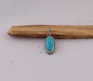 Pendentif en turquoise naturelle, bijoux en argent sterling 925, style vintage, pendentif ovale en pierre précieuse bleue, finition antique, collier pour femmes - Product Image 5