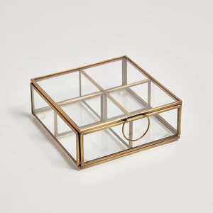 Elegant Vintage Style Metal And Glass Jewelry Box With <b>Hinged</b> Lid Decorative Storage Case For Women Accessories Organizer - Product Image 1