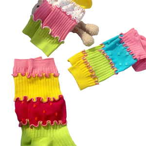 Macaron Color Patchwork <b>Socks</b> Japanese Style Street Sweat-absorbing <b>Socks</b> Cute and Creative Mid-calf Pile-up <b>Socks</b> - Product Image 4