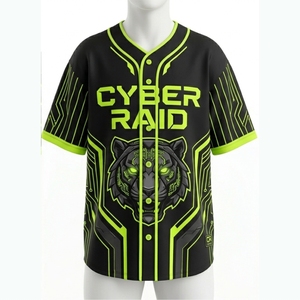 Maillot de baseball personnalisé de haute qualité pour homme, manches courtes, noir et vert fluo, impression par sublimation, séchage rapide, coupe classique, toutes saisons - Product Image 5