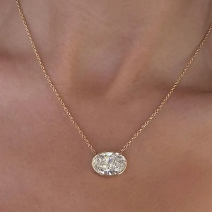 จี้เพชรรูปไข่ 7 กะรัต ผลิตในห้องปฏิบัติการ ตัวเรือนทองคำขาว 14K พร้อมใบรับรอง IGI - Product Image 1