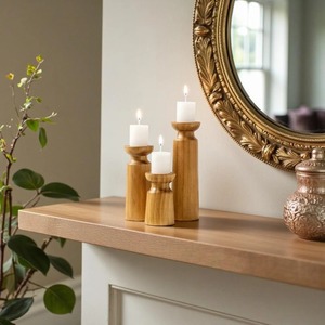 Support à bougies en bois de luxe, artisanal, ensemble de supports à bougies décoratifs, porte-bougies décoratifs pour la maison - Product Image 4