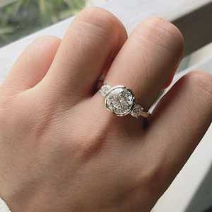 Lab Grown 1.51 CT Round Cut Diamond Three Stone <b>Ring</b> For Women's 14K Solid Gold Fine Engagement Surprise Gift For Girlfriends - Product Image 1