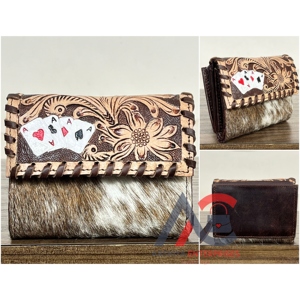 Real Western Designer Hand Tooled Leather Women Clutches Stylish Purse Hot Selling Real Cowhide Leather Slim Card Holder <b>Wallets</b> - Product Image 1