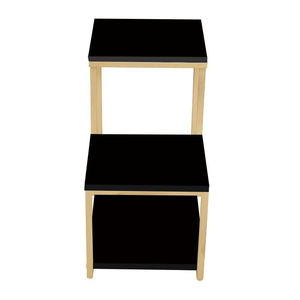 Durable 3-Tier Coffee <b>Table</b> Modern Design Movable Eco-Friendly <b>Storage</b> Shelf Sturdy Iron Frame Wood Top Ladder-Shaped <b>Table</b> - Product Image 3