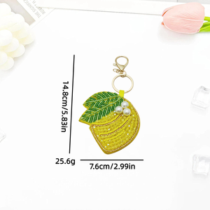 Llavero Promocional Hecho a Mano con Cuentas de Arroz y Bordado, Diseño de Cangrejo y Limón, Accesorio para Bolsos - Product Image 3