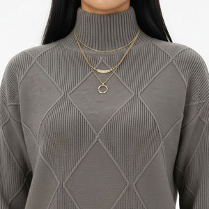 Suéter de Invierno de Primera Calidad con Logotipo Personalizado para Mujer, Estilo Vintage, Corte Regular, Cuello Alto, Manga Larga, Botones, Estampado Personalizado - Product Image 6