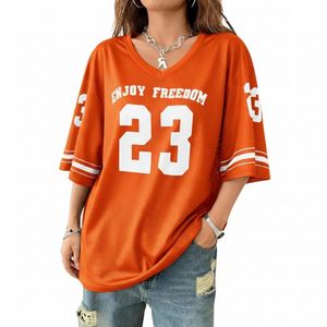 Ladies American Football Jersey Grey V-Neck Short Sleeve Breathable Mesh Shirt Female Gridiron Practice <b>Top</b> Lightweight Teamwear - Product Image 4