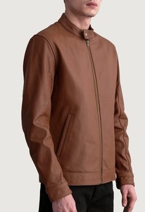Vestes en cuir décontractées pour hommes, nouvelle collection, prix abordable, col montant, fermeture éclair sur le devant, couleurs personnalisables, imperméables, écologiques - Product Image 5