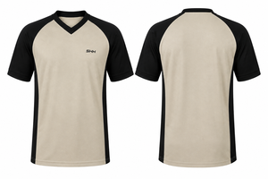 Camiseta Deportiva de Manga Corta con Cuello en V para Hombre, Dos Tonos, Crema y Negro, Estilo Oficial, Ligera, Transpirable, para Árbitro o Entrenamiento - Product Image 4