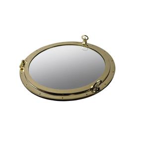 Miroir de hublot en laiton massif, style fenêtre de bateau vintage, rond, pour salle de bain, salon, décoration de maison de style côtier - Product Image 1