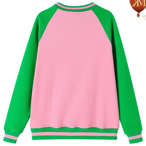 เสื้อสเวตเชิ้ตแขนยาวสีชมพูเขียว คอวี ทรงโอเวอร์ไซส์ สไตล์ลำลอง ผ้าถัก ยูนิเซ็กส์ สำหรับฤดูใบไม้ร่วง สีพื้น มีกระเป๋า - Product Image 2