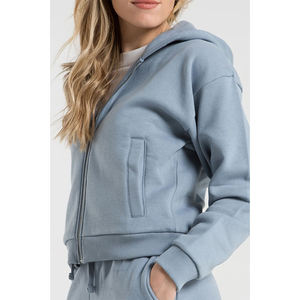 Sudadera con capucha lisa al por mayor para mujer, de alta calidad, 100% poliéster, sudadera con capucha personalizada de forro polar para mujer - Product Image 4