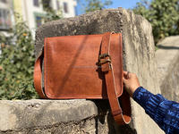 Sac à main classique en cuir de chèvre marron unisexe à la mode 9 "sac à bandoulière en cuir véritable sac à bandoulière personnalisé sacoche sacs à main de messager