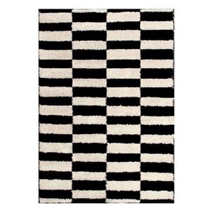 Alfombra Moderna a Cuadros Blancos y Negros, Alfombra Geométrica con Diseño de Cuadros, Hecha a Mano, para Decoración de Sala de Estar y Dormitorio - Product Image 1