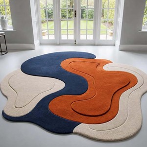 Alfombra de Lujo Hecha a Mano con Forma Abstracta, Alfombra Moderna de Diseño 100% Lana, Alfombra Suave y Afelpada para Sala de Estar, Dormitorio, Decoración del Hogar - Product Image 1