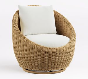 Contemporary Outdoor Rattan Lounge Chair With White Cushion One Seat Garden Sofa Furniture - Product Image 2