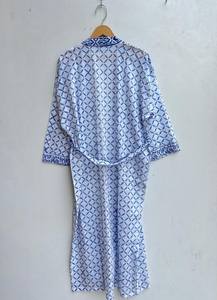 Bata Kimono con Estampado de Dibujos Animados para Mujer, Suave y Transpirable, de Algodón, para Verano, Hecha a Mano, ODM, Cuello en V, Cintura Elástica, Largo hasta la Rodilla - Product Image 2