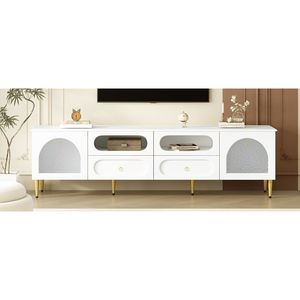 U-Can Retro 78.8 ''Anti-punta di intrattenimento Media Center Cabinet 6 metallo gambe 85'' soggiorno 2 armadi 4 TV Stand - Product Image 5