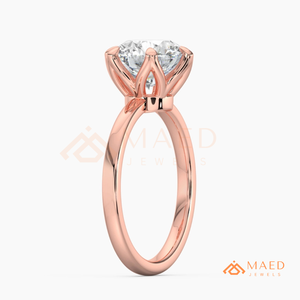 แหวนหมั้นเพชรโมอิสซาไนต์ทรงกลมสีโรสโกลด์ แหวนแต่งงานสำหรับผู้หญิง - Product Image 6