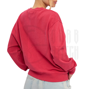 Sudadera Oversize de Cuello Redondo para Mujer, de Felpa con Efecto Ácido, Manga Larga, Lisa, Personalizable - Product Image 6