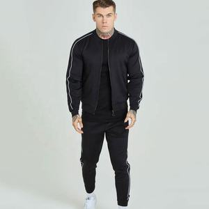 Men's <b>Black</b> Tracksuit Set Full Sleeve Zipper Sweatshirt With <b>Pants</b> Casual Autumn Wear Solid Color Breathable Regular Fit - Product Image 2