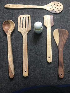 Ensemble de cuillères de service en bois naturel traditionnel chinois, favori de la saison, 6 pièces, résistant à la chaleur, antiadhésif, confortable, cadeaux - Product Image 3