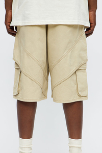 Shorts en jean cargo 100 % coton couleur plage pour homme, coupe oversize, longueur longue, style décontracté et tendance - Product Image 2