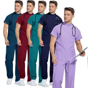 Unisex Elasticity Polyester Woven Quick Dry Fabric Stretch Zipper Nurse <b>Scrubs</b> <b>Set</b> with Needle Detection for Hospital Use - Product Image 1