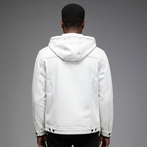 Nouvelle veste en jean blanche 2026 à manches longues avec logo brodé personnalisé, style streetwear, col rabattu, veste en jean tendance pour homme - Product Image 5