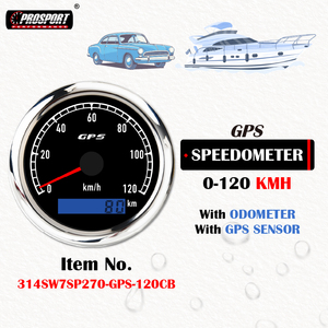 มาตรวัดความเร็ว GPS ไฟฟ้า 7 สี ขนาด 80 มม. 3-1/8 นิ้ว 120 กม./ชม. พร้อมมาตรวัดระยะทาง 12/24V หน้าปัดสีดำ ไฟ LED สีขาว IP67 สำหรับยานยนต์และเรือ - Product Image 3