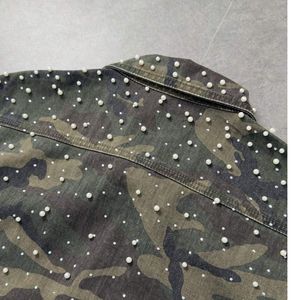 Gilet en jean clouté camouflage personnalisé pour homme, sans manches, style militaire streetwear, veste boutonnée, OEM ODM, vente en gros, usine - Product Image 3