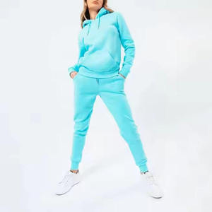 Conjuntos de Chándal de Algodón 100% con Forro Polar Transpirable para Invierno, Traje de Jogging Ecológico al por Mayor para Mujer, con Capucha y Ajuste Delgado, Color Liso - Product Image 4