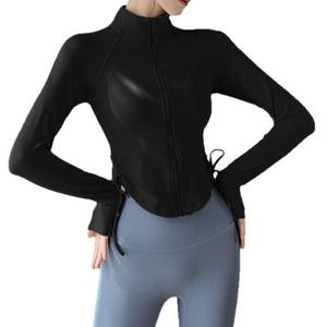 Haut de sport sans manches ajusté pour femme, longueur intégrale, avec fermeture éclair, couleur unie, en coton, col montant, taille haute, sans coutures - Product Image 2
