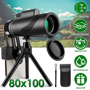 Telescopio Monocular HD de Alta Potencia 80x100 con Adaptador para Smartphone, Prisma BAK-4 y Lente FMC para Adultos, Incluye Trípode y Estuche - Product Image 1