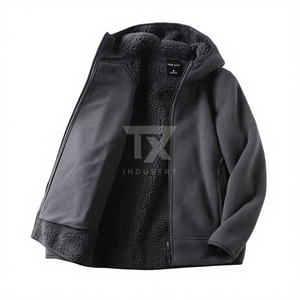 Vestes polaires pour hommes en sherpa doux d'hiver, zippées, amples, décontractées, style streetwear, avec logo personnalisé, en vente - Product Image 3