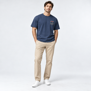 T-shirt à manches courtes bleu marine pour homme avec logo ancre, coupe classique, en jersey de coton décontracté, col rond, design respirant - Product Image 1