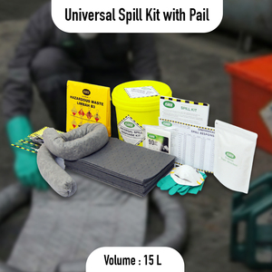 ชุดอุปกรณ์ดูดซับสารเคมีรั่วไหลอเนกประสงค์ ขนาด 15 ลิตร พร้อมแผ่นดูดซับ ถุงดูดซับ และอุปกรณ์ป้องกันส่วนบุคคล สำหรับการตอบสนองเหตุฉุกเฉินในอุตสาหกรรม - Product Image 2