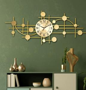 Gold <b>Metal</b> Wall <b>Clock</b> Abstract Geometric Design Mid Century Modern Silent Quartz Analog Living Room Decor - Product Image 6